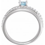 14K White Aquamarine & 1/4 CTW Diamond Ring photo 2