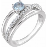 14K White Aquamarine & 1/4 CTW Diamond Ring photo