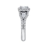 Shah Luxury 14K White Gold Princess Diamond Halo Engagement Ring with Split Shank (Semi-Mount) photo 2