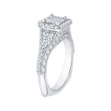 Shah Luxury 14K White Gold Princess Diamond Halo Engagement Ring with Split Shank (Semi-Mount) photo 3