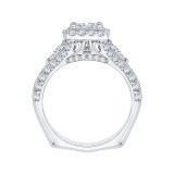 Shah Luxury 14K White Gold Princess Diamond Halo Engagement Ring with Split Shank (Semi-Mount) photo 4