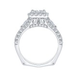 Shah Luxury 14K White Gold Princess Diamond Halo Engagement Ring with Split Shank (Semi-Mount) photo 4