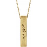 14K Yellow Engravable Sculptural Bar 16-18 Necklace photo 4