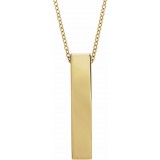 14K Yellow Engravable Sculptural Bar 16-18 Necklace photo