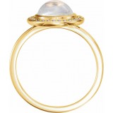 14K Yellow Rainbow Moonstone & 1/8 CTW Diamond Halo-Style Ring photo 2