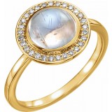 14K Yellow Rainbow Moonstone & 1/8 CTW Diamond Halo-Style Ring photo