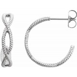 14K White 17x3.6 mm Rope Hoop Earrings photo