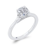 Shah Luxury 14K White Gold Cushion Diamond Solitaire Plus Engagement Ring  (Semi-Mount) photo 2