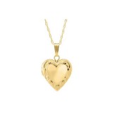 14K Yellow Gold embossed Heart Child's Locket photo 2