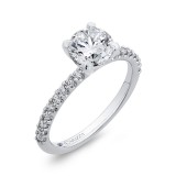 Shah Luxury Round Cut Diamond Classic Engagement Ring In 14K White Gold (Semi-Mount) photo 2