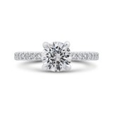 Shah Luxury Round Cut Diamond Classic Engagement Ring In 14K White Gold (Semi-Mount) photo