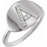14K White Initial A 1/10 CTW Diamond Ring photo