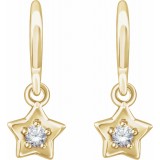 14K Yellow 3 mm Round April Youth Star Birthstone Earrings photo 2