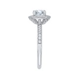 Shah Luxury 14K White Gold Round Diamond Halo Engagement Ring with Euro Shank (Semi-Mount) photo 2