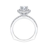 Shah Luxury 14K White Gold Round Diamond Halo Engagement Ring with Euro Shank (Semi-Mount) photo 4