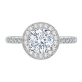 Shah Luxury 14K White Gold Round Diamond Halo Engagement Ring with Euro Shank (Semi-Mount) photo