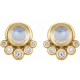 14K Yellow Moonstone & 1/8 CTW Diamond Earrings photo 2