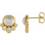 14K Yellow Moonstone & 1/8 CTW Diamond Earrings photo