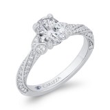 Shah Luxury 14K White Gold Oval Cut Diamond Split Shank Engagement Ring (Semi-Mount) photo 2