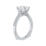 Shah Luxury Emerald Cut Diamond Solitaire with Accents Engagement Ring In 14K White Gold (Semi-Mount) photo 2
