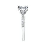 Shah Luxury Emerald Cut Diamond Solitaire with Accents Engagement Ring In 14K White Gold (Semi-Mount) photo 3