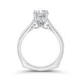 Shah Luxury Emerald Cut Diamond Solitaire with Accents Engagement Ring In 14K White Gold (Semi-Mount) photo 4