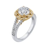 Shah Luxury 14K Two-Tone Gold Round Diamond Engagement Ring with Split Shank (Semi-Mount) photo 2