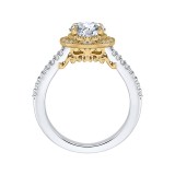 Shah Luxury 14K Two-Tone Gold Round Diamond Engagement Ring with Split Shank (Semi-Mount) photo 4