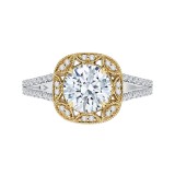 Shah Luxury 14K Two-Tone Gold Round Diamond Engagement Ring with Split Shank (Semi-Mount) photo