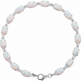 14K White Lab-Grown Opal Line 7 Bracelet photo