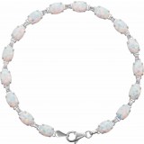 14K White Lab-Grown Opal Line 7 Bracelet photo