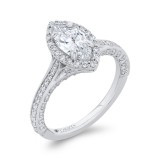 Shah Luxury 14K White Gold Marquise Cut Diamond Halo Engagement Ring (Semi-Mount) photo 2