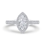 Shah Luxury 14K White Gold Marquise Cut Diamond Halo Engagement Ring (Semi-Mount) photo