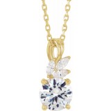 14K Yellow Sapphire & 1/10 CTW Diamond 16-18 Necklace photo