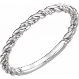 14K White Stackable Rope Ring photo