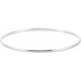 14K White 2 mm Half Round Bangle 7 1/2 Bracelet photo