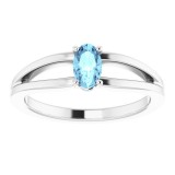 14K White Aquamarine Youth Solitaire Ring photo 3