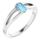 14K White Aquamarine Youth Solitaire Ring photo