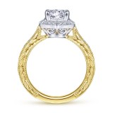 Gabriel & Co. 14k Two Tone Gold Art Deco Halo Engagement Ring photo 2