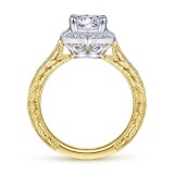Gabriel & Co. 14k Two Tone Gold Art Deco Halo Engagement Ring photo 2
