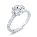 Shah Luxury 14K White Gold Round Cut Diamond Halo Engagement Ring (Semi-Mount) photo 2