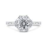 Shah Luxury 14K White Gold Round Cut Diamond Halo Engagement Ring (Semi-Mount) photo