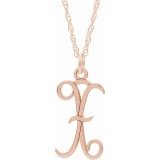 14K Rose Script Initial X 16-18 Necklace photo