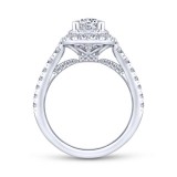 Gabriel & Co. 14k White Gold Rosette Double Halo Engagement Ring photo 2