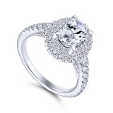 Gabriel & Co. 14k White Gold Rosette Double Halo Engagement Ring photo 3