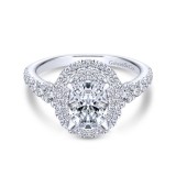 Gabriel & Co. 14k White Gold Rosette Double Halo Engagement Ring photo