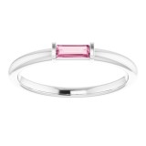 14K White Pink Tourmaline Stackable Ring photo 3