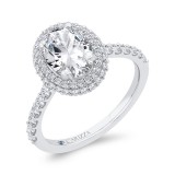 Shah Luxury 14K White Gold Oval Diamond Double Halo Engagement Ring  (With Center) photo 2
