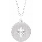 14K White Starburst Disc 16-18 Necklace photo