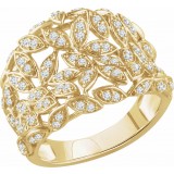14K Yellow 1/2 CTW Diamond Leaf Ring photo